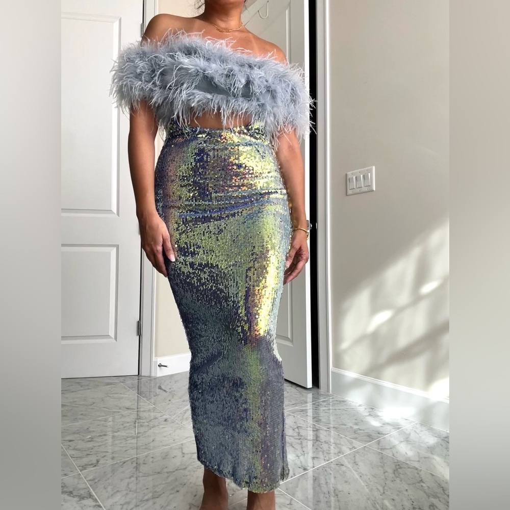 Sequin Multicolor Feather Dress